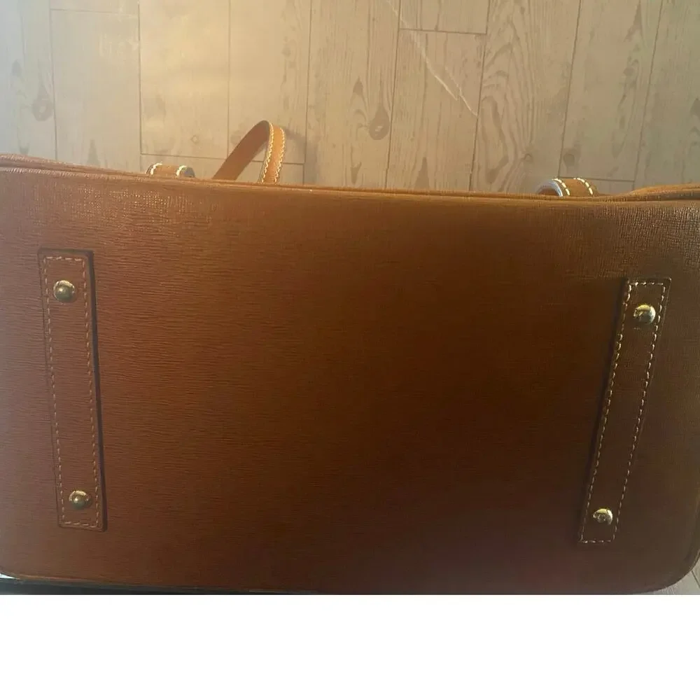 Dooney & Bourke Saffiano Leather Large Tote Bag Tan Cognac Shoulder Purse - Picture 8 of 8